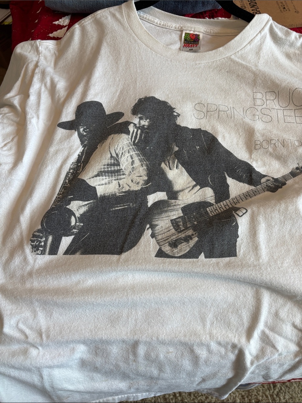 Fruit of the Loom White T-Shirt with Black Band Graphic